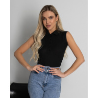 Боди без рукавов из черного рубчика