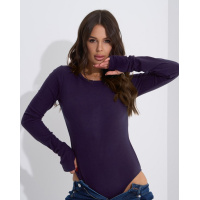 Темно-сиреневое боди из утепленного эластика