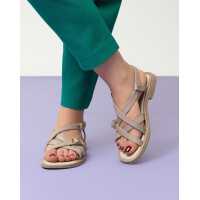 Бежевые сандалии из кожи под питона