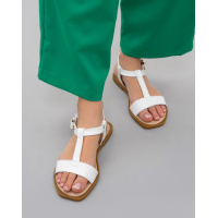 Белые кожаные босоножки с Т-образной вставкой