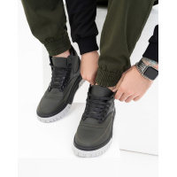 Демисезонные ботинки цвета хаки с серыми вставками