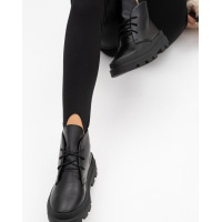 Черные утепленные байкой ботинки из натуральной кожи