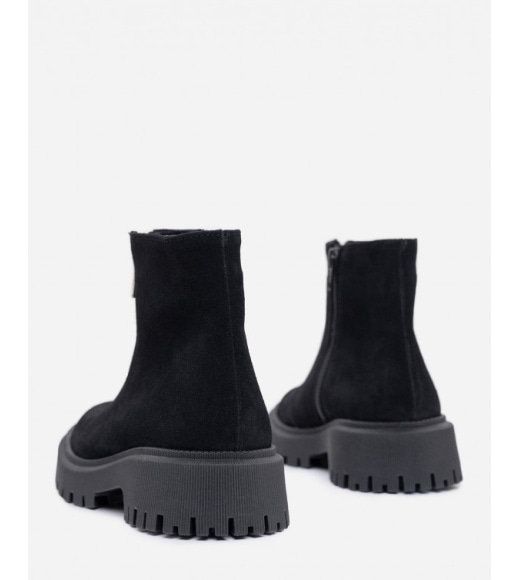 Черные замшевые ботинки с молнией