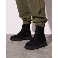 Утепленные черные ботинки из замши