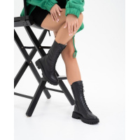 Черные теплые ботинки с высокой шнуровкой