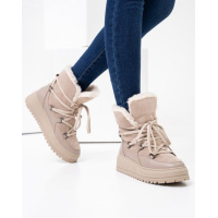 Бежевые ботинки луноходы на меху