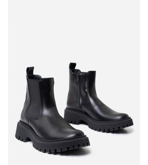 Черные высокие челси на меху