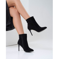 Замшевые черные ботильоны на шпильках