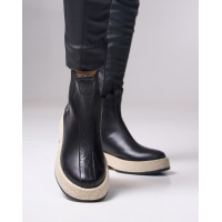 Черно-бежевые челси с фактурной вставкой