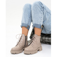 Бежевые классические ботинки из натуральной кожи на байке