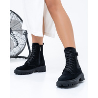 Комбинированная модель ботинок из черной замши на байке