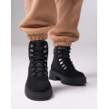 Черные замшевые ботинки на байке со шнуровкой