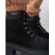 Черные замшевые ботинки на байке со шнуровкой