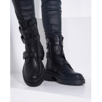 Черные высокие ботинки на пряжках