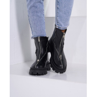 Черные высокие ботинки из кожи с молниями