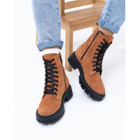 Комбинированная модель ботинок из коричневой замши на байке