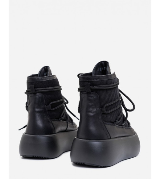 Теплые черные ботинки луноходы с мембраной