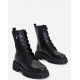 Черные кожаные ботинки с высокой шнуровкой