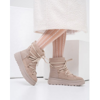 Бежевые луноходы из замши на меху