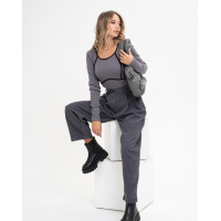 Черные кожаные ботинки на высокой подошве