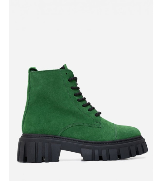 Замшеві черевики демісезонні зеленого кольору