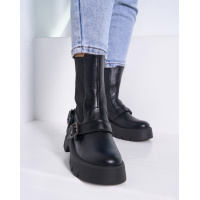 Высокие кожаные челси с пряжками