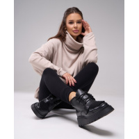 Черные кожаные ботинки с меховыми вставками