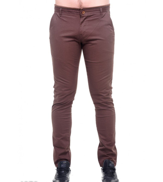 Темно-коричневые мужские зауженные брюки