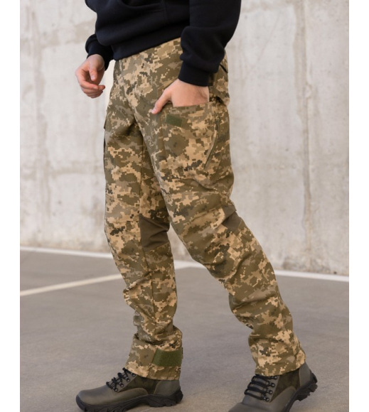 Принтованные хлопковые брюки в стиле милитари