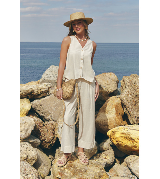 Бежевые женские брюки укороченные Seventeen 2301.6400