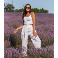 Белые коттоновые свободные брюки