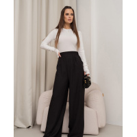 Черные льняные брюки с защипами