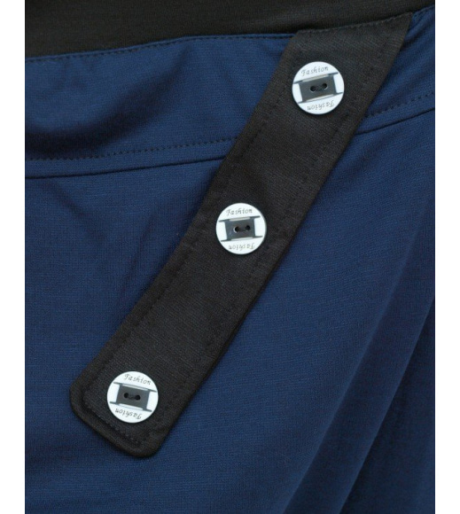 Черно-синие брюки с мотней и крупными пуговицами