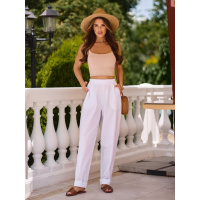 Белые льняные брюки бананы