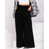 Черные свободные брюки палаццо из эко-замши