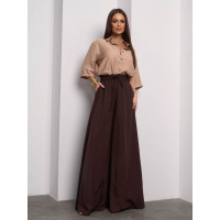 Коричневые широкие брюки палаццо
