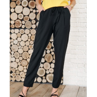 Черные брюки-бананы с высокой посадкой