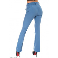 Блакитні класичні брюки зі стрілками і високою талією
