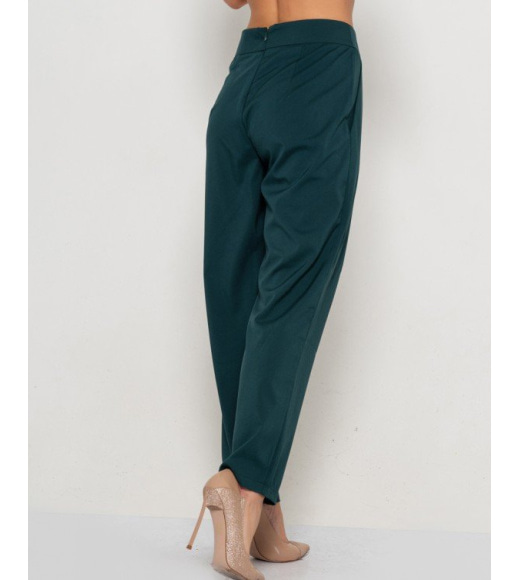 Зелені брюки-дудочки з високою посадкою