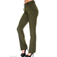 Зелені класичні брюки зі стрілками і високою талією