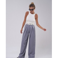 Серые свободные брюки с защипами