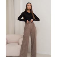 Коричневые широкие брюки палаццо из эко-замши