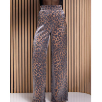 Леопардовые брюки из полированного хлопка