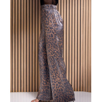 Леопардовые брюки из полированного хлопка