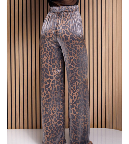 Леопардовые брюки из полированного хлопка