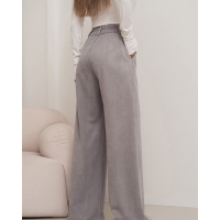 Сірі широкі штани палаццо з еко-замші