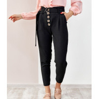 Черные креповые брюки высокой посадки