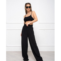 Черные свободные брюки из льна