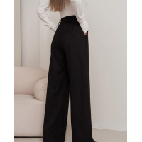 Чорні широкі штани палаццо з еко-замші