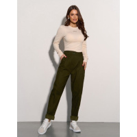 Брюки каррот из хлопка цвета хаки